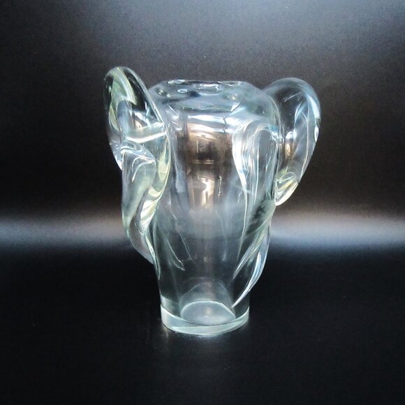 Vintage Art Nouveau clear heavy crystal glass bud vase with side swirls - 6" - Picture 10 of 15